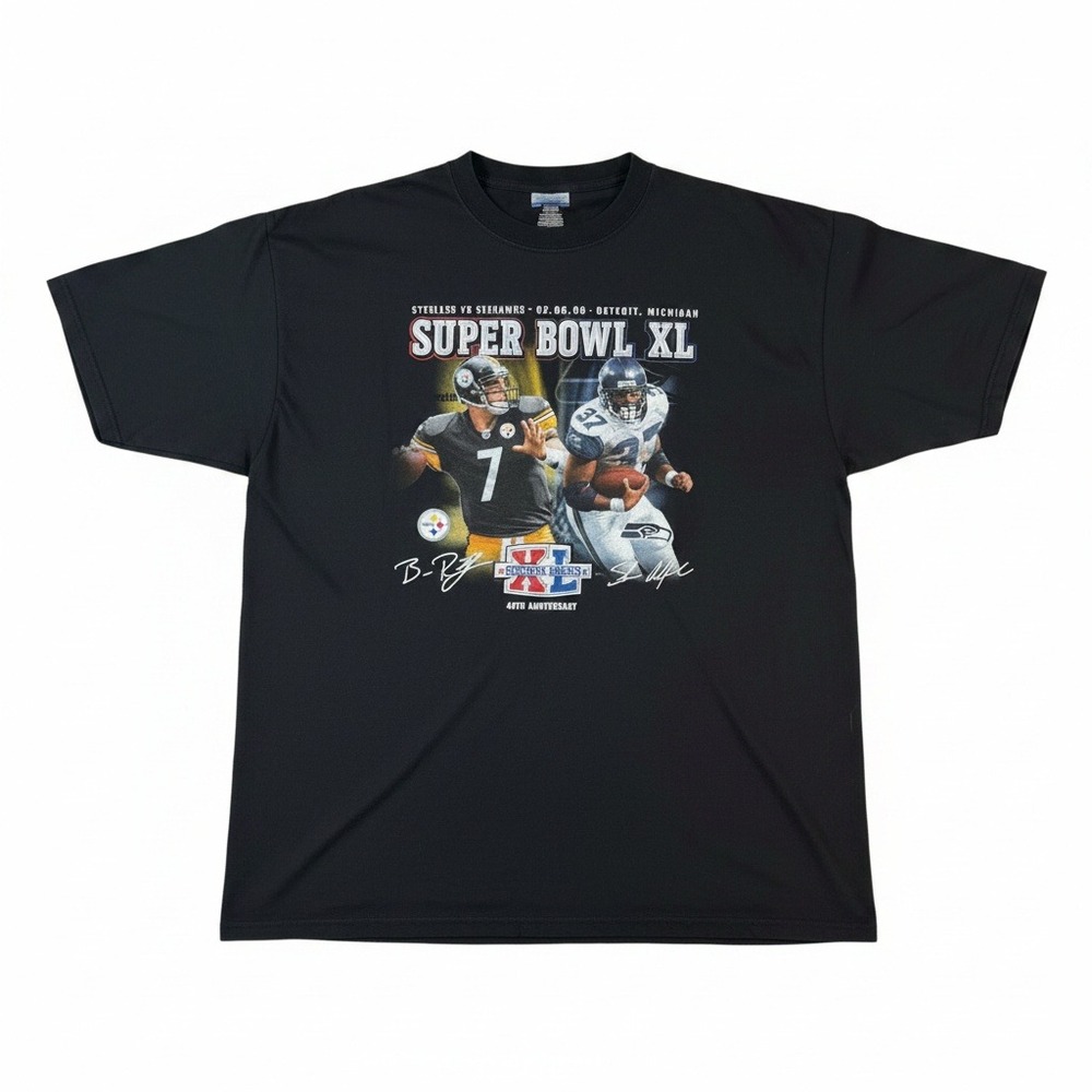 Reebok Super Bowl XL Shirt Men's 2XL Black Steelers Seahawks 2006 NWT